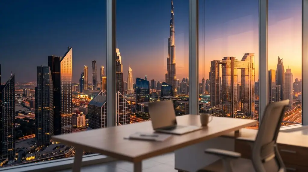 أفق دبي من مكتب موندو للترجمة القانونية — Dubai skyline from Mundo Legal Translation office